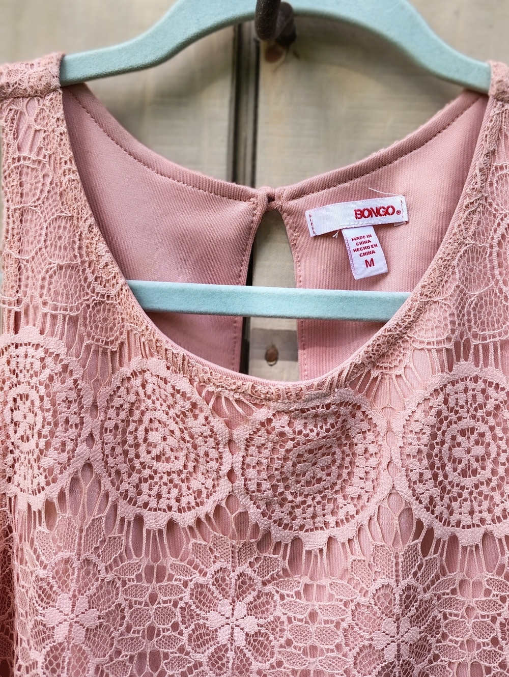 BONGO Pink Floral Lace Dress Medium Sleeveless Elastic Waist Coastal Cowgirl - Picture 4 of 10